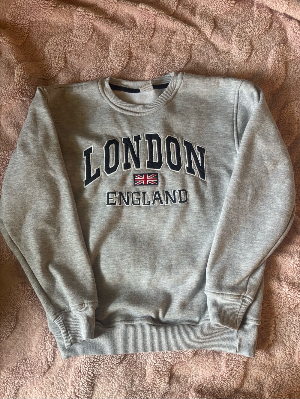 Grey 'London England' Embroidered Crewneck Sweatshirt